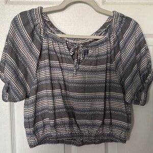 Madewell Jacquard Keyhole Crop Top in Stripe